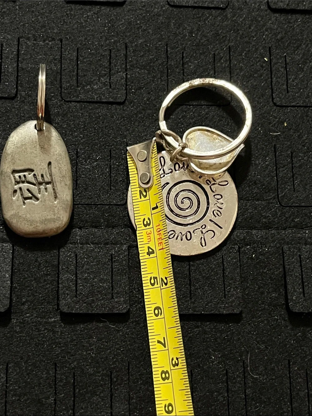 Vintage Silver Tone Spiral 'Love' Pendant Key & Heart Charm